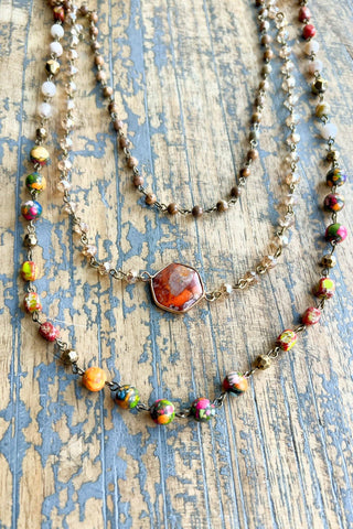Janet Necklace - Orange Convertible Beaded