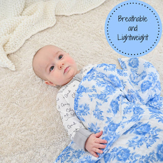 Blue Peony Muslin Swaddle Blanket