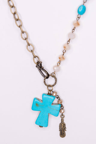 Valerie Necklace - Turquoise Stone Cross Pendant