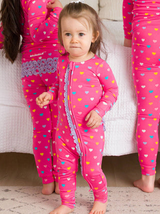 Heart Dreams Convertible Ruffle One Piece Footie Pajama