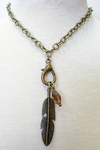 Reva Necklace - Bronze Leaf Charm