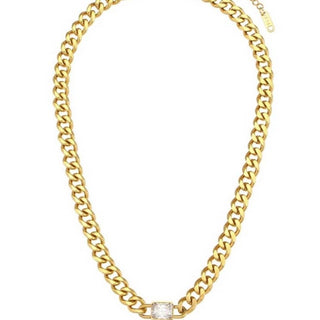 Gold Cuban Chain Diamond Pendant Necklace
