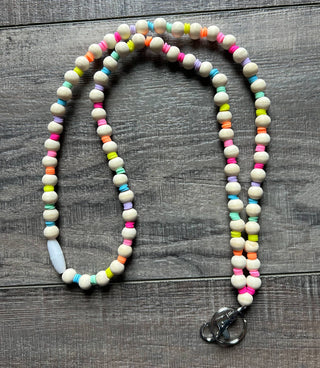 Neon Rainbow Lanyard with Breakaway Clasp