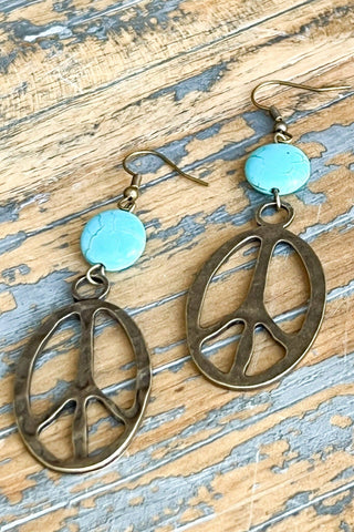 Chandler Earrings - Turquoise Peace Sign