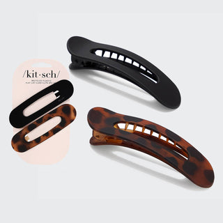 Flat Lay Claw Clip 2pc - Black & Tortoise