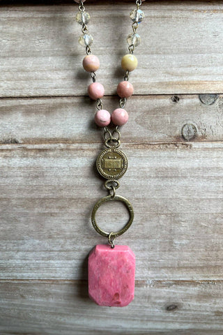Lyssa Necklace - Mauve Agate Pendant