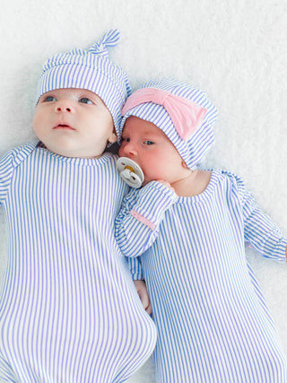 Periwinkle Blue & White Micro Stripe Mommy & Me Maternity Robe