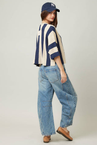 Vertical Stripe Slouchy Sweater