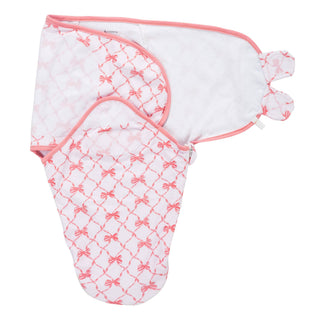 LollyBanks Beautiful Bows Baby Sleep Swaddle 100% Organic Cotton