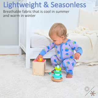 You Had Me At Hydrangea Baby Bamboo Pajamas, 2 Way Zipper