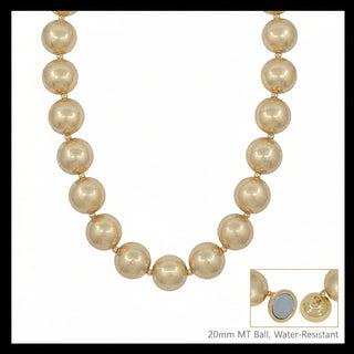 Water Resistant Gold Beaded Necklace with Magnetic Closure
