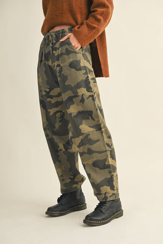 Camo Wide-Leg Drawstring Pant