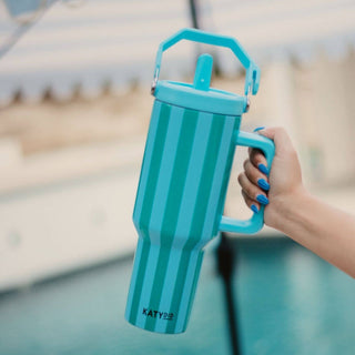 Aqua and Green Striped Cabana Jug Tumbler