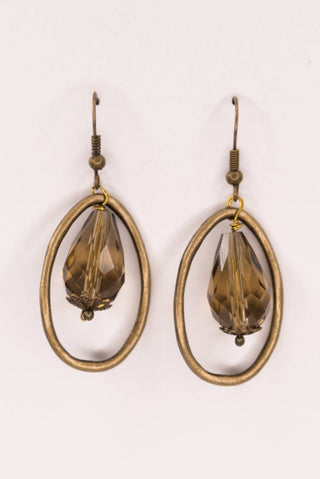 Oval Hoop Bead Drop Earrings - Bijou