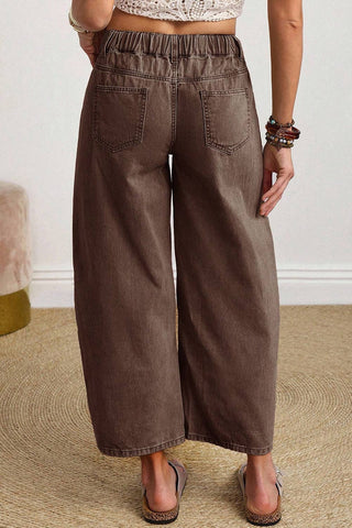 Falling for You Brown Barrel Jeans