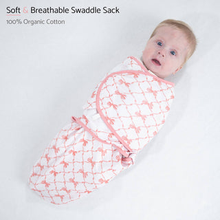 LollyBanks Beautiful Bows Baby Sleep Swaddle 100% Organic Cotton