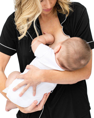 Premium Bamboo Maternity & Nursing Pajama Set (Button Down)