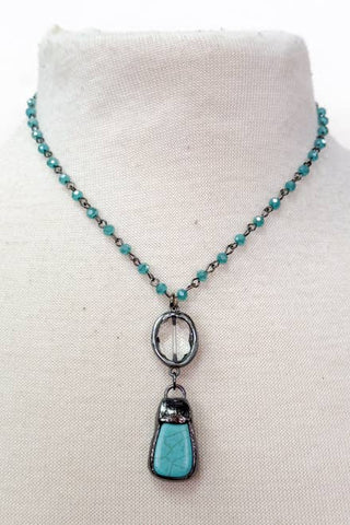Turquoise-Tone Pendant Necklace - Pica