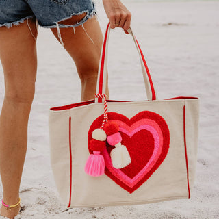 Beating Heart Chenille Beach Bag Tote