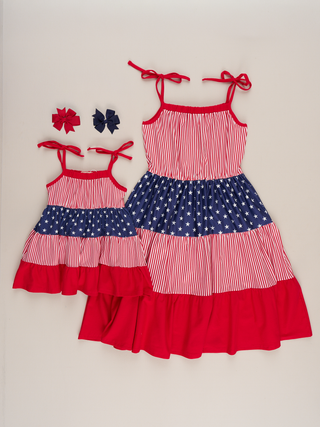 Stars and Stripes Ruffle Dress - Women's Fit