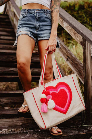 Beating Heart Chenille Beach Bag Tote
