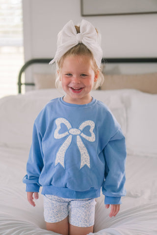 The Oaklynn Crewneck & Eleanor Romper - Blue Toile Bow