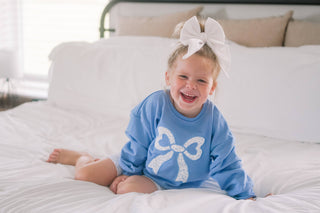 The Oaklynn Crewneck & Eleanor Romper - Blue Toile Bow