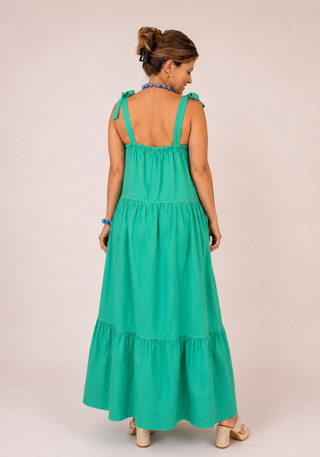 Emerald Escape Appliqué Midi Dress