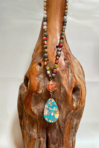 Moab Necklace - Colorful Beaded Pendant