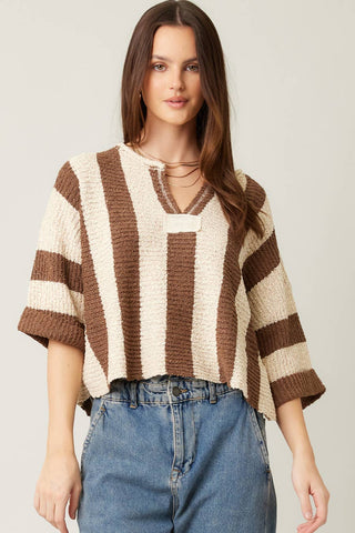 Vertical Stripe Slouchy Sweater