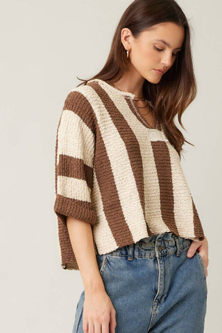 Vertical Stripe Slouchy Sweater