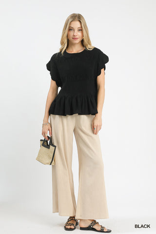 Seaside Scallop Peplum Blouse