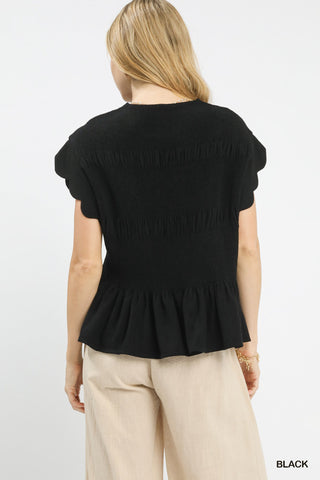 Seaside Scallop Peplum Blouse