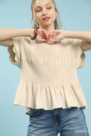Seaside Scallop Peplum Blouse