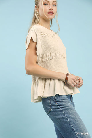 Seaside Scallop Peplum Blouse