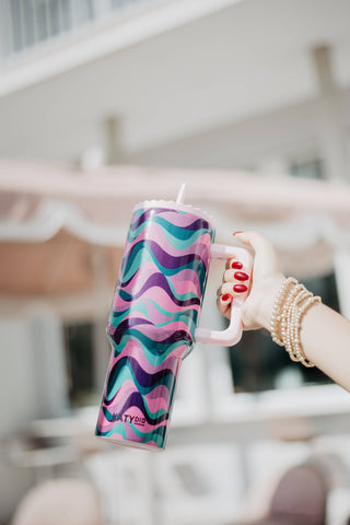 Pink Purple Green Swirl Tumbler