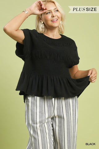 Seaside Scallop Peplum Blouse – Plus