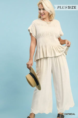 Seaside Scallop Peplum Blouse – Plus
