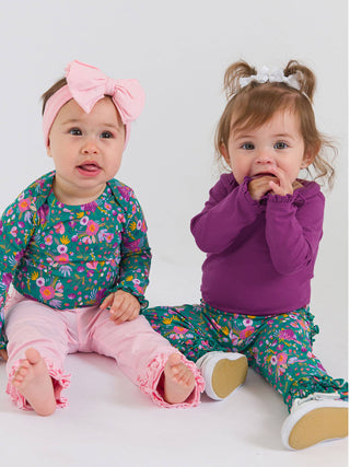 Plum Tart Knit Long Sleeve Ruffle Bodysuit