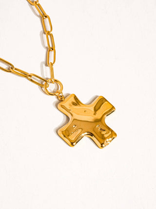Chunky Gold Cross Pendant Necklace