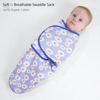 LollyBanks Lazy Daisy Baby Girl Sleep Swaddle , 100% Organic Cotton