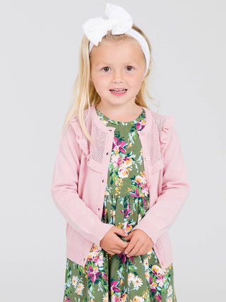Sweater Knit Ruffle Trim Cardigan