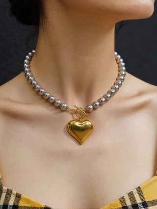 Two-Tone Heart Pendant Necklace