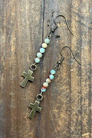 Kara Earrings - Imperial Jasper Cross