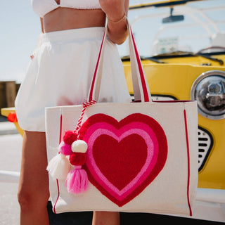 Beating Heart Chenille Beach Bag Tote