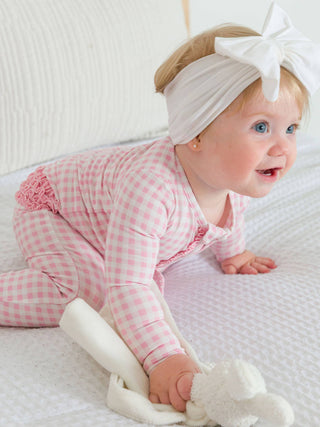 Pink Gingham Footed Ruffle One Piece Pajama