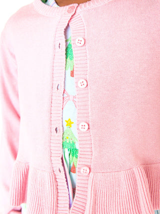 Pretty in Pink Peplum Knit Cardigan