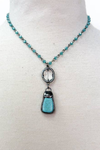 Turquoise-Tone Pendant Necklace - Pica