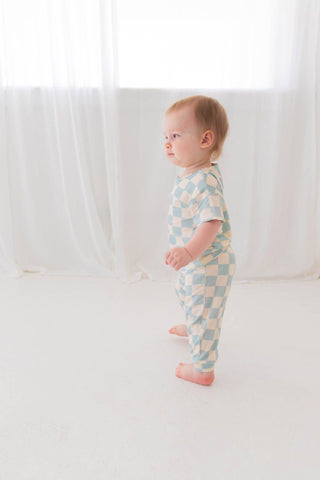 Blue Checked Out Bamboo Lounge Set