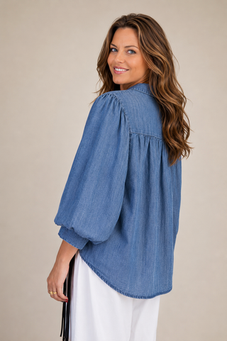 Washed Denim Chambray Top